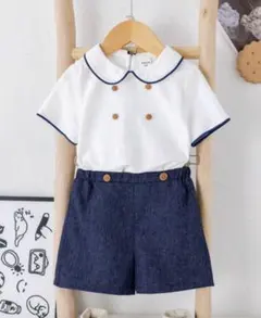 SHEIN 襟付きシャツとショーツセット 2-3Y