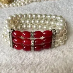 3連パールブレスレット