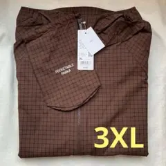 【新品】ユニクロ ポケッタブルUVカットパーカ ダークブラウン チェック 3XL