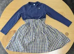 アプレレクール　ドッキングワンピース　ネイビー　　チェック　スカート　130