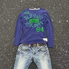 OLD NAVY サーマルロンT ネイビー アメカジ Y2K 00s ワッフルのサムネイル