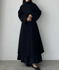 Louere 2wayスリットスリーブハイネックフレアコート