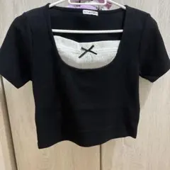 OLIVE des OLIVE 半袖Tシャツ ブラック ホワイトのサムネイル