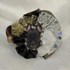 ハンドメイド☆グリッターコサージュブローチピン☆フレンチブルドッグ☆犬