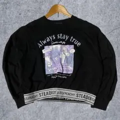 00's vintage 150cm 黒 トレーナー イラスト付き