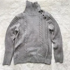 THE SHOP TK ニット セーター グレー タートルネック ケーブル編み