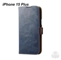 iPhone 15 Plus 用 ソフト レザー 手帳型 ケース ネイビー 1個