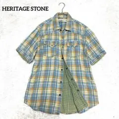 HERITAGE STONE ヘリテイジストーン　チェック柄 半袖シャツ　Lのサムネイル