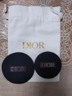 新品ポーチ付きノベルティDior丸形ディオール化粧鏡ミラーカバー付黒送料無料