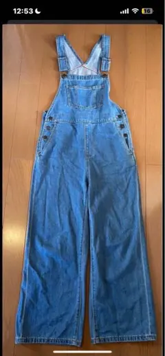 デニムブルー オーバーオール ワイドレッグ