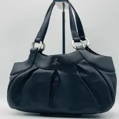 【美品】アニエスべー　ハンドバッグ　ブラック　レザー　フリル　ロゴ金具