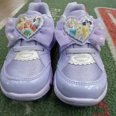 ディズニープリンセス ビッグリボン紫パープル新品☆18.0㎝ムーンスター