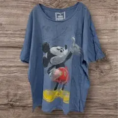 希少XXL★ディズニーストア オーガニックコットン Tシャツ ミッキー ブルー系