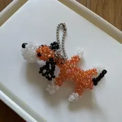 ハンドメイド ビーズ犬ストラップ 約5cm
