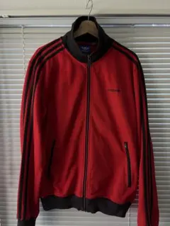 【Lサイズ】adidas トラックジャケット 復刻 青タグ 赤×黒 トレフォイル