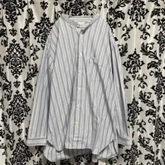 青と白ストライプ 長袖シャツ XL
