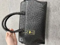 Ostrich Collection 黒 ハンドバッグ