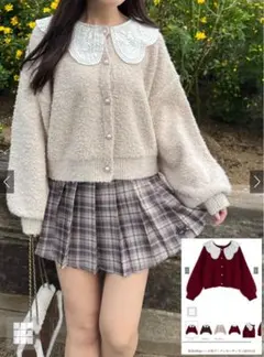 GRL 前後2Wayレース襟ブークレカーディガン[sf1212] アイボリー