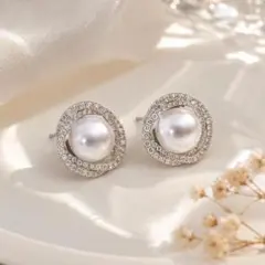 パールピアス S925ポスト シルバー 上品 高見え 結婚式 お呼ばれ