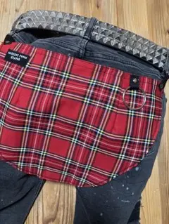 GlyPhS punkrock anarchyレッドタータンチェックバムフラップ