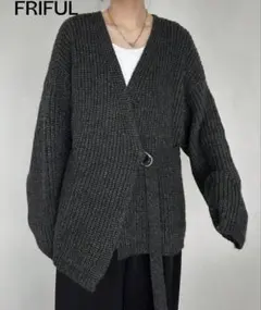 SHEIN FRIFUL ダークグレー ニットカーディガン