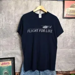 希少 救急医療ヘリ プリントTシャツ ネイビー M GILDAN US古着