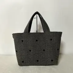 ヌビ　手さげトートバッグ（グレー×ブラックハート）ハンドメイド