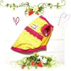 ♥犬服　ハンドメイド♥小さなお花綿生地の切り替えタンク