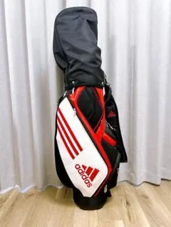 adidas キャディバッグ 黒赤白 3本ストライプ　アディダス