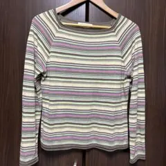 LAURA ASHLEY ストライプ ボートネック 長袖ニット Lサイズのサムネイル