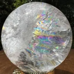 ✳️☆超逸品☆高透明度と煌煌と輝く虹‼️極上別格品✨レインボー 水晶 丸玉 天然石 ✳️☆超逸品☆高透明度と煌煌と輝く虹‼️極上別格品✨レインボー 水晶