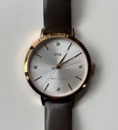 エテ　ete ボーイフレンド　4P ダイヤ 腕時計 ブラウン