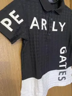 値下げ★PEARLY GATES 半袖ポロシャツ 黒白 千鳥格子織生地