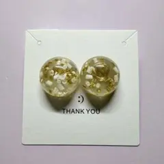 『どれでも2点で450円』M200 透明・金色装飾のレジンピアス