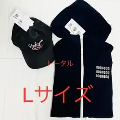 しまむら　おなつ　配色パーカーL中紺　キャップ濃灰セット