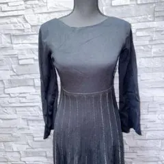 eimy istoire シャイニープリーツブラックニット　ワンピース　F