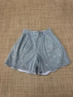 mezzo piano ハート刺しゅう　裾スカラップ　ショートパンツ 130
