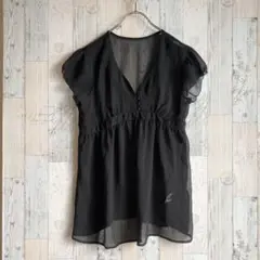 美品　コムサイズム　レディースシアーブラウス　ブラック