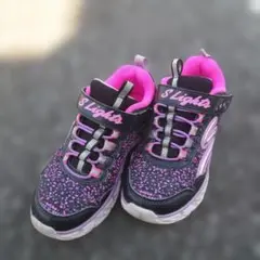 SKECHERS スケッチャーズ S Lights ブラック/ピンク 18cm