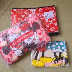 ミッキーミニー　クッション、ポーチ、収納ボックスセット