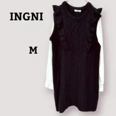INGNI/ケーブルニットワンピース/フリルニットワンピ/コーディネート
