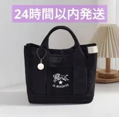 【新品】IL BISONTE キャンバストートバッグ ブラック ロゴ 男女兼用⑦