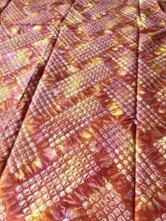 有松鳴海絞り　しぼり生地　赤オレンジ 綿100% はぎれ