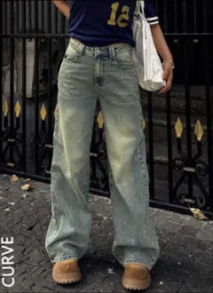 ワイドデニムパンツ 1XL JP-4XL