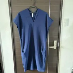 入園、入学式！ネイビー Vネック 半袖ワンピース ポケット付き