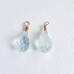 天然石アクアマリン　ハンドメイドチャーム2個セット