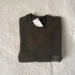 UNIQLO スフレヤーン　クルーネックセーター　オリーブ　Mサイズ