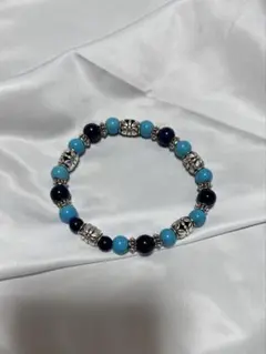 ターコイズ　シルバーブレスレット　ネイビー　ジュエリーアクセサリーパワーストーンのサムネイル