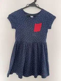 PETIT BATEAU ネイビー ドット柄 ワンピース 116cm