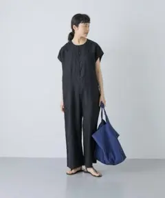かぐれ kagure リネンハーフスリーブオールインワン （BLACK） - メルカリ